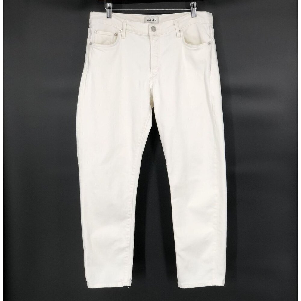 Agolde REVOLVE Women's Toni Slim Crop Straight Jeans Size 31 Radiate Off White